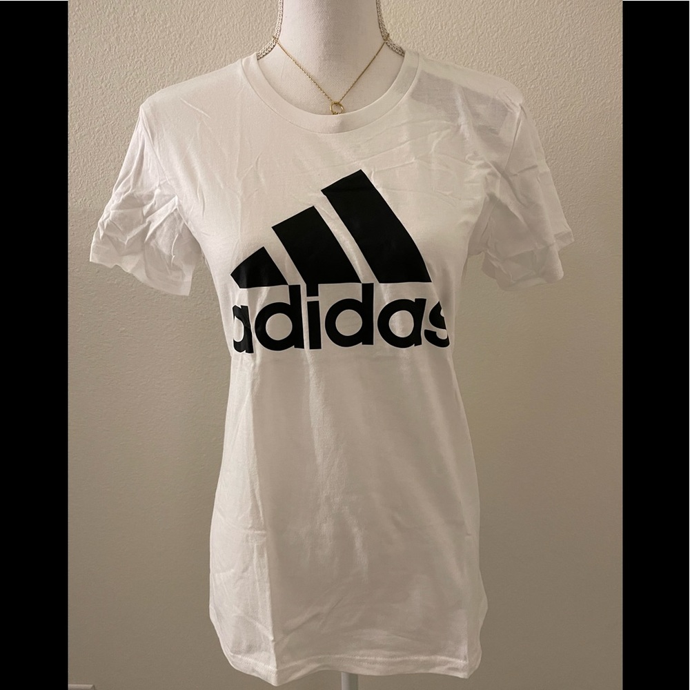 NEW! Adidas Badge of Sport logo graphic tee shirt Small